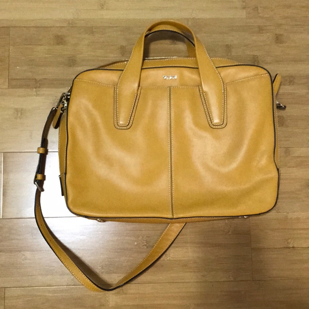 Yellow gold tumi briefcase